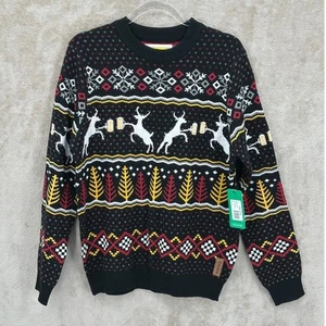 Tipsy Elves Sweater Mens Medium Black Ugly Christmas Caribrew Novelty Festive - Picture 1 of 9
