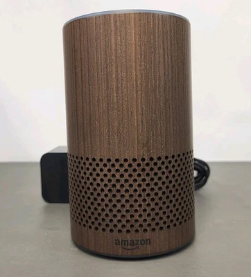 Amazon Echo (2nd Generation) Smart Speaker Assistant Walnut Finish +Power Supply - Image 1 of 4