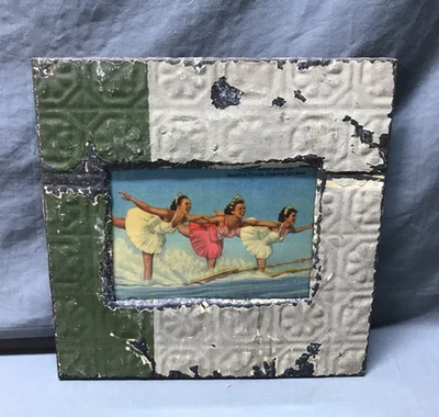 De colección Shabby 11" Cuadrado Marco de fotos de metal de techo de hojalata 5x7 antiguo 1724-25B Foto 1 de 4