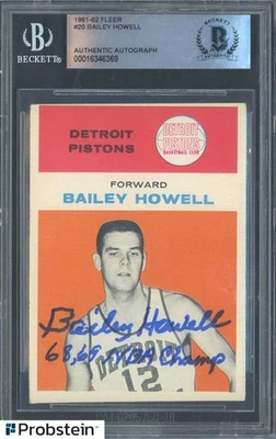 Bailey Howell HOF Signed 1961-62 Fleer Basketball #20 RC Rookie AUTO BGS BAS - Image 1 of 2
