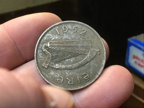 1952 IRELAND PENNY, Irish Harp & Hen, Irish Republic Coin, KM#11, 1 Coin Cover