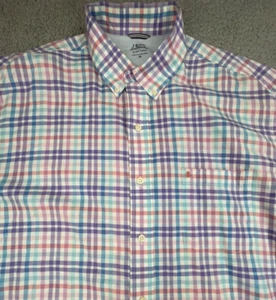 Camicia IZOD acqua salata uomo XL multicolore a quadri manica lunga colletto con bottoni logo - Foto 1 di 16