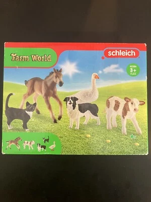 SCHLEICH Farm World Animals 42386 potro, ternero, collie, gato, ganso ¡NUEVO! Foto 1 de 4