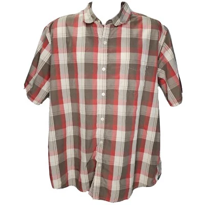 Horny Toad Organic Dress Shirt Mens XL Red Gray Plaid Button Short Sleeve - Image 1 of 4