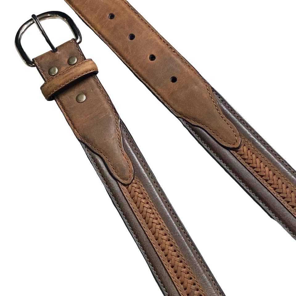 Nocona Belt Co. Cinturón Hombre Cuero Genuino Patchwork Trenzado Trenzado 46 Foto 1 de 4