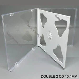 5 x Double Maxi CD Jewel Replacement Cases 10.4mm Spine White Tray 2 CDs New HQ - Afbeelding 1 van 20