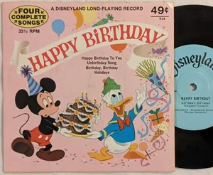 DISNEYLAND 33 RPM 7" long-playing record HAPPY BIRTHDAY four complete songs 1972 - Imagen 1 de 5