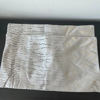 Pair of West Elm Pillow Covers 12 X 21 Silver Metallic Cotton Linen - Image 1 of 4