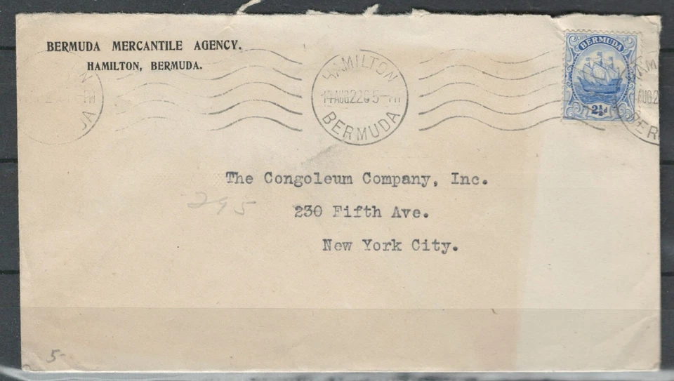 BERMUDA  BRITISH COMMONWEALTH COVER  TO USA BOATS & SHIPS  STAMP  LOT (BCL28) - Image 1 of 1