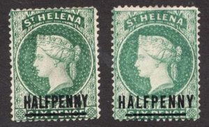 1884-94 St. Helena - Sc# 33 & 34 - Halfpenny, Queen Victoria. MH Cv$15.25 - Picture 1 of 1