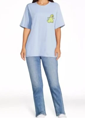 Camiseta Nickelodeon Mujer Pequeña Azul Graffiti Bordada Rugrats Nostalgia Foto 1 de 4