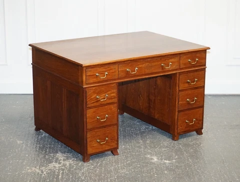 M. HAYAT & BROS LTD TWIN PEDESTAL PARTNERS DESK WITH DRAWERS ON BOTH SIDES Cover