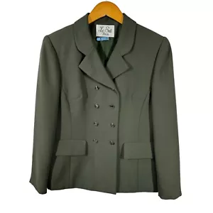 Le Suit Petite Women's Blazer 6P Olive Green Double Brest Eight Button Business - Picture 1 of 9