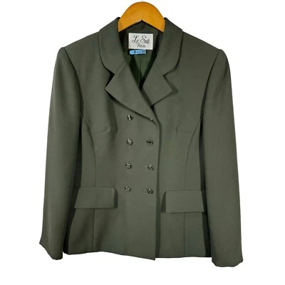 Blazer para mujer Le Suit Petite 6P verde oliva doble pecho ocho botones negocios Foto 1 de 4