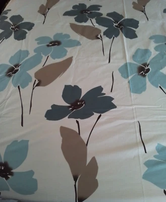 The Company Store Full Size Sheet Set Flat & Fitted Blue Brown Floral Cotton - Image 1 of 4