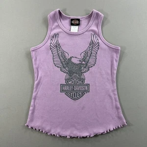 Harley Davidson Youth Girls Small Short Sleeve Shirt Purple 6/6x - Picture 1 of 6