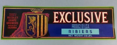 Ribiers Grape Paper Label Fruit Crate 10 Vintage Original Deadstock Exclusive  - Image 1 of 3