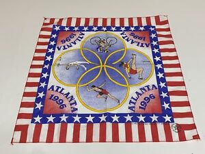 Vintage 1996 Atlanta Olympics Bandana USA Cotton Blend Sports Stars Stripes