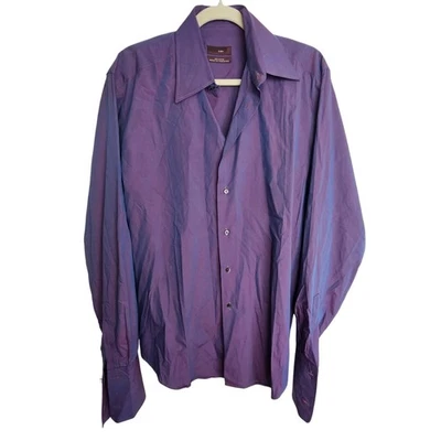 Zara Mens Purple Iridescent Shirt Shimmer Button Up LS Holiday Party Unique Sz L - Image 1 of 4