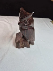 Ironwood Owl Sculpture Hand Carved Wood Figurine 5.5"  Vintage  - Picture 1 of 10