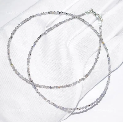 Collar de plata esterlina 925 con cuentas de piedras preciosas de iolita boda Navidad joyería Foto 1 de 4