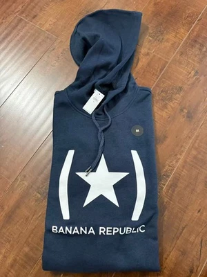 Banana Republic Star Sudadera con Capucha Azul Marino Pullover Logo Sudadera Hombres Talla L Foto 1 de 2