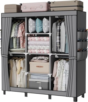 Kleiderschrank Stoffschrank Faltbarer Kleiderschrank mit Kleiderstange Schrank - Bild 1 von 4