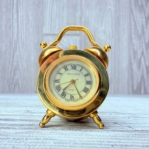 Vintage dejuno brass gold tone miniature clock alarm clock watch decoration - Picture 1 of 11