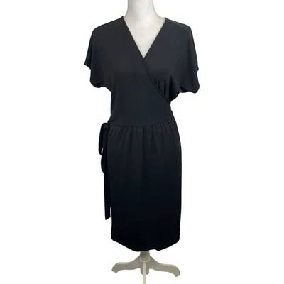 Vestido envolvente Ann Taylor talla 10 negro tejido manga corta moderno carrera grapa Foto 1 de 4