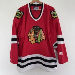 Camiseta deportiva de hockey roja grande vintage de los 90 de los Chicago Blackhawks de la NHL para hombre - Imagen 1 de 15