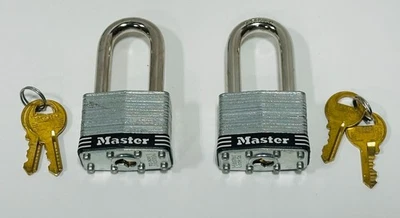 Master Lock Commercial Security Padlocks  ASTMF883~ 2" Shackle 2 Keys lot of 2 - Image 1 of 4