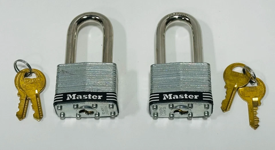 Master Lock Commercial Security Padlocks  ASTMF883~ 2" Shackle 2 Keys lot of 2 - Image 1 of 4
