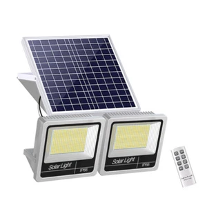 Dual Head Solar Flood Light Dusk to Dawn With Remote Outdoor Security Light - Picture 1 of 26