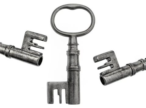 Antique Key - Victorian CHEST/PADLOCK Key with Wire Bow 3" - ref.k384 Cover