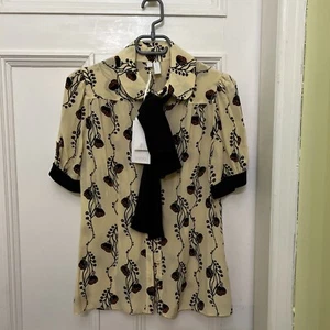 Untold House Of Fraser Cream And Black 100% silk Halter Top UK Size M £45 A26 - Picture 1 of 13