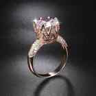 Natural Mossanite Engagement Gift Ring 14K Rose Gold Plated Silver 2Ct Round Cut