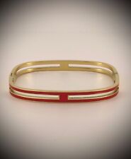 18K Gold Plated Bracelet Enamel Stainless Steel  Red Waterproof No Tarnish