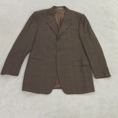 Canali Blazer Mens 50 IT 40R US Wool Cashmere Brown Plaid Check - Image 1 of 4