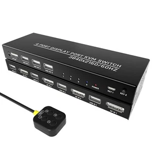 KVM Switch 4 Computer Displayport, ein Monitor Switch zum Teilen von Maus, Tastatur... - Bild 1 von 7