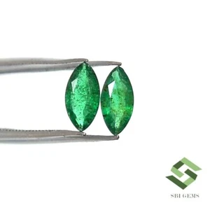 8x4 mm Natural Emerald Marquise Cut Pair 0.90 CTS Loose Certified Gemstones - Picture 1 of 8