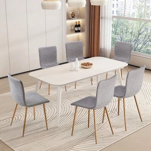 Dining Chairs Set of 4, Fabric Upholstered Accent Chair Side Chair Armless - Picture 1 of 21