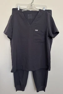 FIGS Charcoal Gray Pride Scrub Set Catarina Zamora Rainbow Women Large XL Petite - Picture 1 of 12