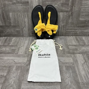 Bahia The Ahia Sandals Sunshower Yellow & Black Womens 9 NWT w/ Bag  - Picture 1 of 18