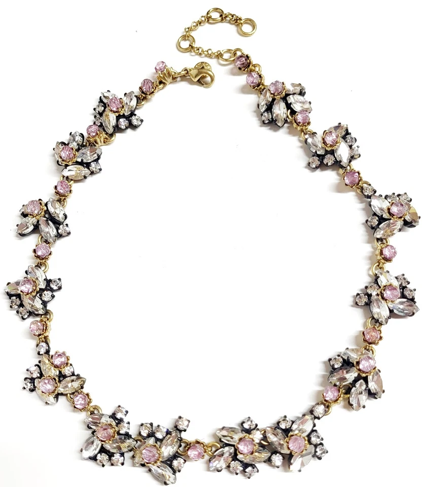 Collar J.Crew Cristal Floral Rosa Multicolor Maceta Negro Chapado Latón Foto 1 de 4
