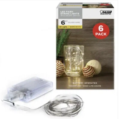 Feit Electric 20-Light 6 ft. Indoor LED Silver Wire Warm White 6 PACK - Image 1 of 2