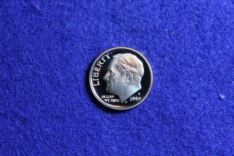 1990 S Clad Proof DCAM Roosevelt Dime Gem Quality Cover