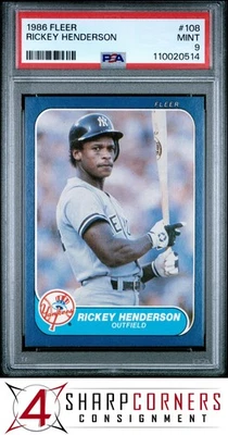 Fleer #108 1986 Rickey Henderson Yankees Hof PSA 9 Foto 1 de 3
