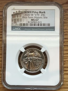 2020 W V75 Quarter Weir Farm NGC MS67 - Picture 1 of 2