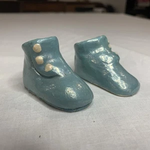 2 Vintage Ceramic Blue Boots Planter Vase - Picture 1 of 8