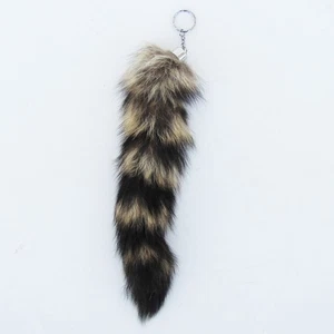 Davey Crockett Mountain Man RACCOON TAIL KEY CHAIN coon skin racoon fur keychain - Picture 1 of 1